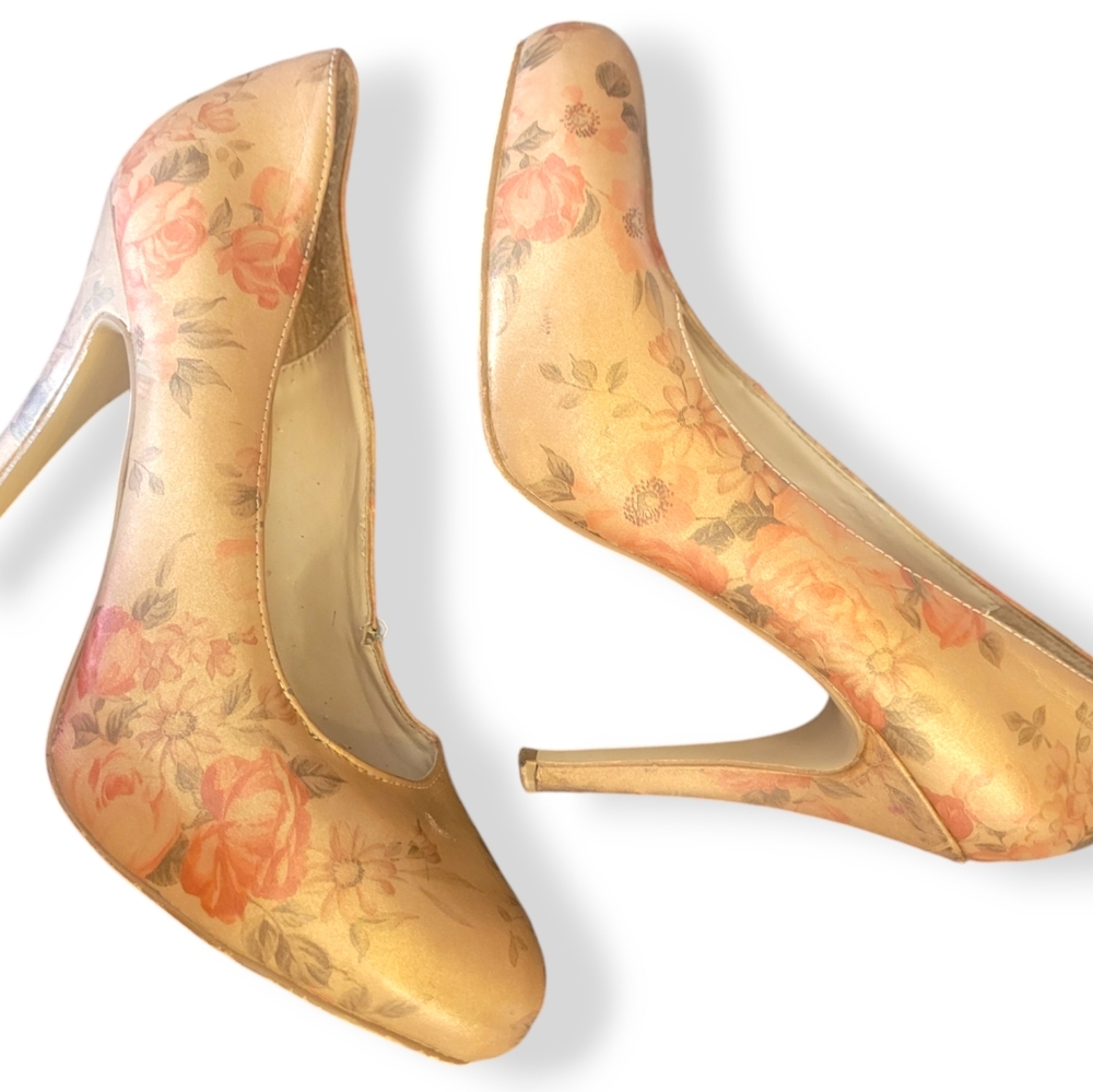 Floral Formal Size 7 Woman's High Heel All Over Print Stiletto Heels Pumps